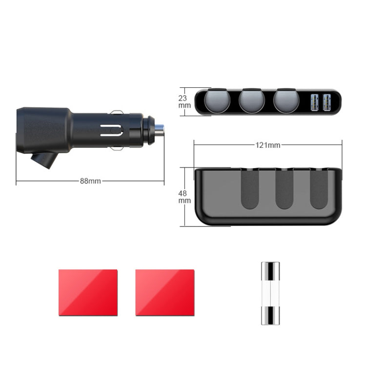 SHUNWEI Car Cigarette Lighter Charger 12/24V USB Converts Socket, Style: 3 Holes 2 USB Voltage - Car Charger by SHUNWEI | Online Shopping UK | buy2fix