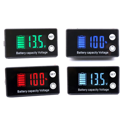 Two-Line Digital Display DC Voltmeter Lead-Acid Lithium Battery Charge Meter, Color: Green+Temperature - Consumer Electronics by buy2fix | Online Shopping UK | buy2fix