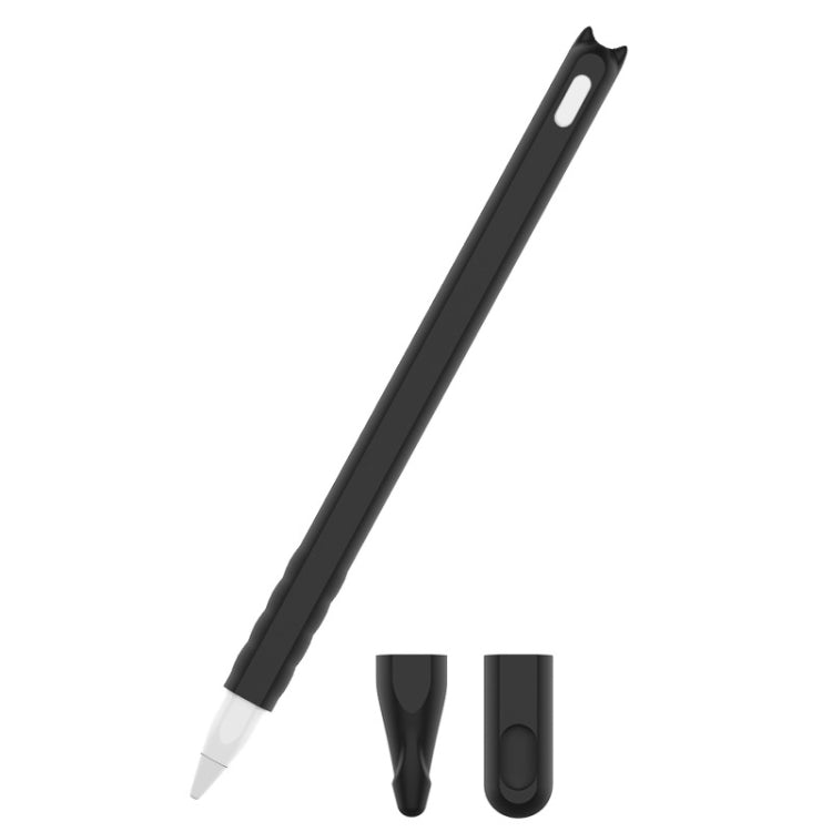 2 PCS Cartoon Touch Silicone Pen Case For Apple Pencil 2(Black) - Pencil Accessories by buy2fix | Online Shopping UK | buy2fix