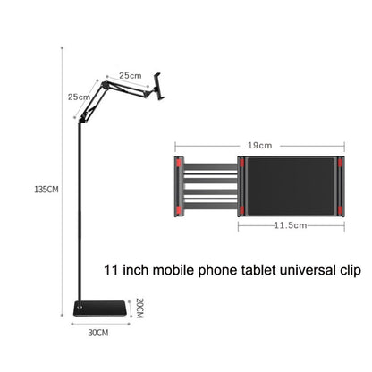 135cm Mobile Phone Tablet Live Broadcast Bedside Lifting Bracket Cantilever Floor Model (Black) - Lazy Bracket by buy2fix | Online Shopping UK | buy2fix