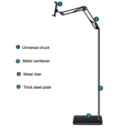 155cm Cantilever Floor Model Mobile Phone Live Broadcast Bedside Lifting Bracket - Lazy Bracket by buy2fix | Online Shopping UK | buy2fix