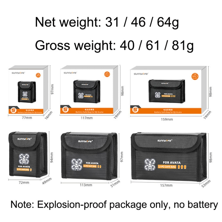 Sunnylife AT-DC478 Put 2 Batteries Battery Explosion-proof Bag For DJI Avata - DJI & GoPro Accessories by buy2fix | Online Shopping UK | buy2fix