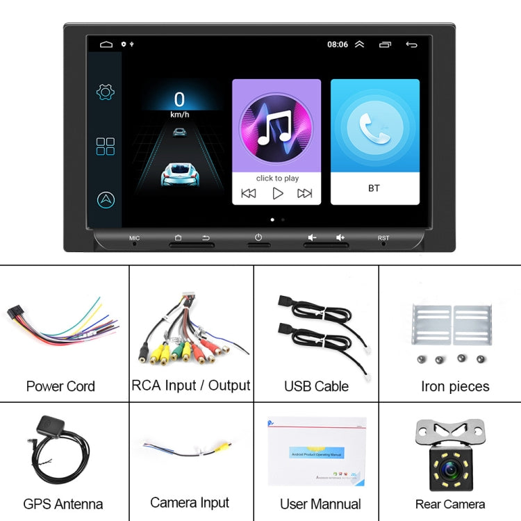 7 inch Carplay GPS Navigation Reverse Integrated Machine, Style: Standard+8 Light Camera(1+16G) - In Car by buy2fix | Online Shopping UK | buy2fix