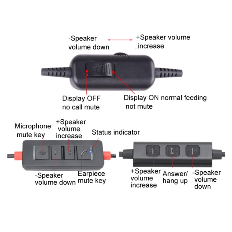 VT200 Single Ear Telephone Headset Operator Headset With Mic,Spec: 3.5mm Single Plug With Answer Key - Consumer Electronics by buy2fix | Online Shopping UK | buy2fix