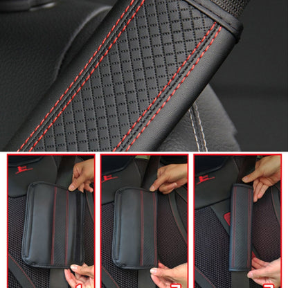 Fiber Leather Embossed Car Seat Belt Shoulder Cover Protector 6.5X23cm(Beige) - In Car by buy2fix | Online Shopping UK | buy2fix