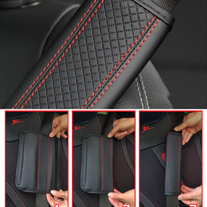 Fiber Leather Embossed Car Seat Belt Shoulder Cover Protector 6.5X23cm(Black Red) - In Car by buy2fix | Online Shopping UK | buy2fix