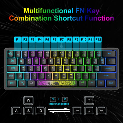 ZIYOULANG K61 62 Keys Game RGB Lighting Notebook Wired Keyboard, Cable Length: 1.5m(Black White) - Wired Keyboard by ZIYOULANG | Online Shopping UK | buy2fix