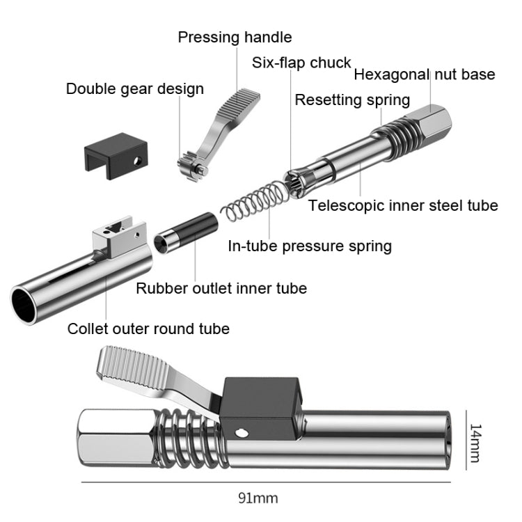 PC002 Lock Clamp Type High Pressure Grease Nozzle, Style: Butter Mouth+30cm Hose - In Car by buy2fix | Online Shopping UK | buy2fix