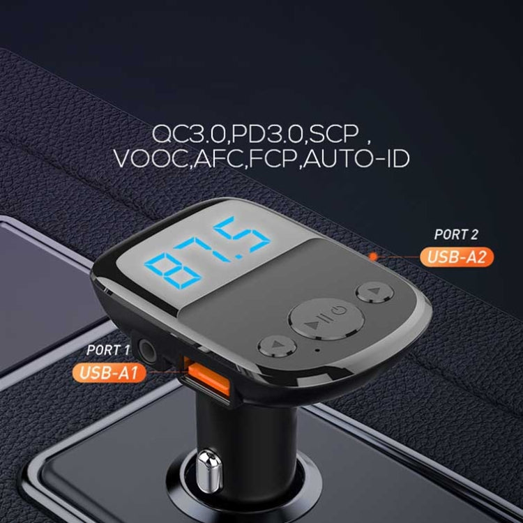 LDNIO C706Q QC3.0+AUTO-ID Car Bluetooth FM Music Digital Display Car Charger with 8 Pin Cable - In Car by LDNIO | Online Shopping UK | buy2fix
