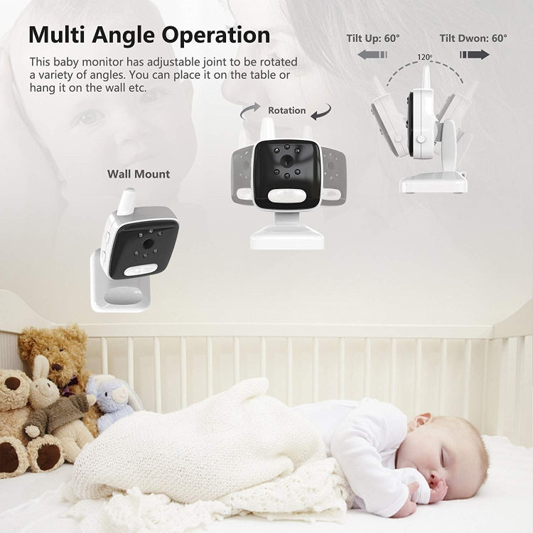 BM35Q 3.5 Inch Wireless Baby Monitor Camera Temperature Monitor 2 Way Audio Night Vision UK Plug - Security by buy2fix | Online Shopping UK | buy2fix