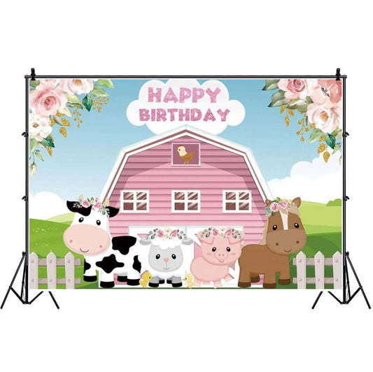 1.5m x 1m Cartoon Farm Animals Photography Backdrop Birthday Party Background Decoration(MDN14097) - Camera Accessories by buy2fix | Online Shopping UK | buy2fix