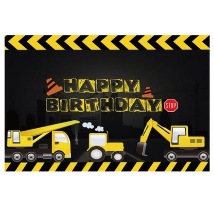 1.2m x 0.8m Construction Vehicle Series Happy Birthday Photography Background Cloth(12008733) - Camera Accessories by buy2fix | Online Shopping UK | buy2fix