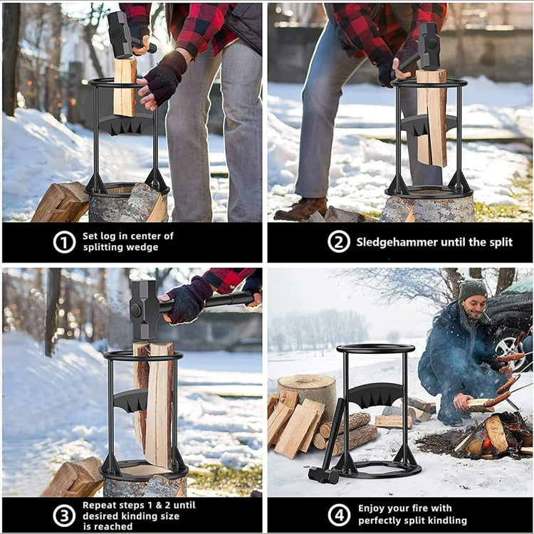 Firewood Kindling Splitter Manual Log Splitter with Carbon Steel Cutter Head, Model: Medium - Wood Chopping Tool by buy2fix | Online Shopping UK | buy2fix