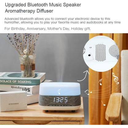 300ml Bluetooth Clock Aromatherapy Humidifier with Seven-color Ambient Light,EU Plug(Gray White) - Home & Garden by buy2fix | Online Shopping UK | buy2fix