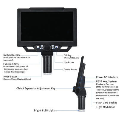 G1600 1-1600X Magnification 9 Inch Electron Microscope, Style: Without Battery AU Plug - Digital Microscope by buy2fix | Online Shopping UK | buy2fix