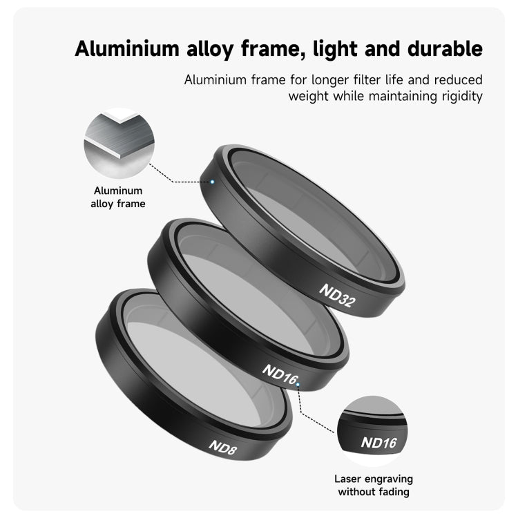 For DJI OSMO Action 3 TELESIN ND CPL Filter Set Aluminium Alloy Frame Lens(CPL+ND8/16/32 Set) - DJI & GoPro Accessories by TELESIN | Online Shopping UK | buy2fix