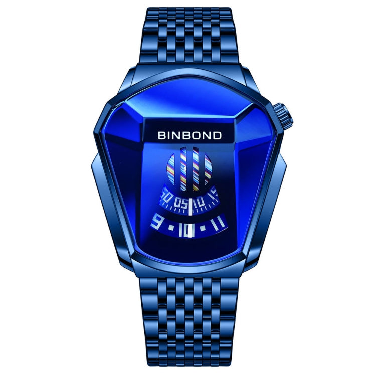 BINBOND Locomotive Concept Steel Belt Watch Men Live Black Technology Watch(Blue Steel Blue Face) - Metal Strap Watches by BINBOND | Online Shopping UK | buy2fix