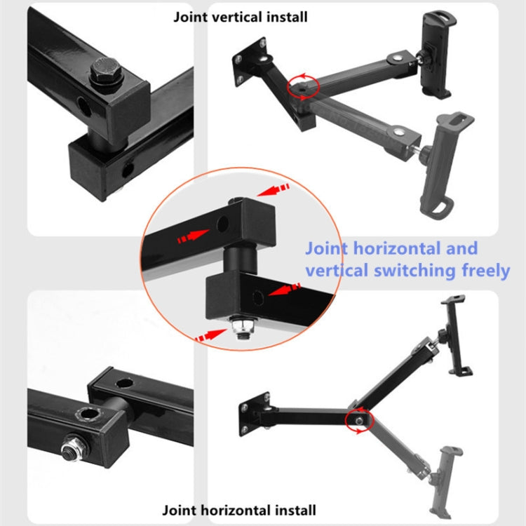 Wall Mount Tablet Cell Phone Stand Long Arm Stretchable Holder for 4-13 inch Devices(Two Sections) - Lazy Bracket by buy2fix | Online Shopping UK | buy2fix