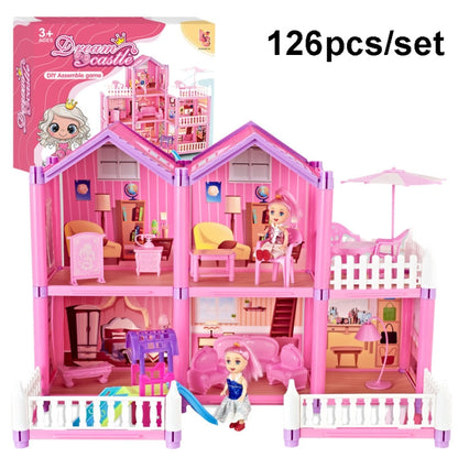 DSJ55-2 126pcs/set Children Passing Domestic Toy Doll House Princess Castle Set Simulation Disguise House - Pretend Play Toys by buy2fix | Online Shopping UK | buy2fix