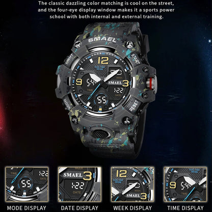 SMAEL 8008 Outdoor Waterproof Camouflage Sports Electronic Watch Luminous Multi-function Waist Watch(Camouflage Black) - LED Digital Watches by SMAEL | Online Shopping UK | buy2fix