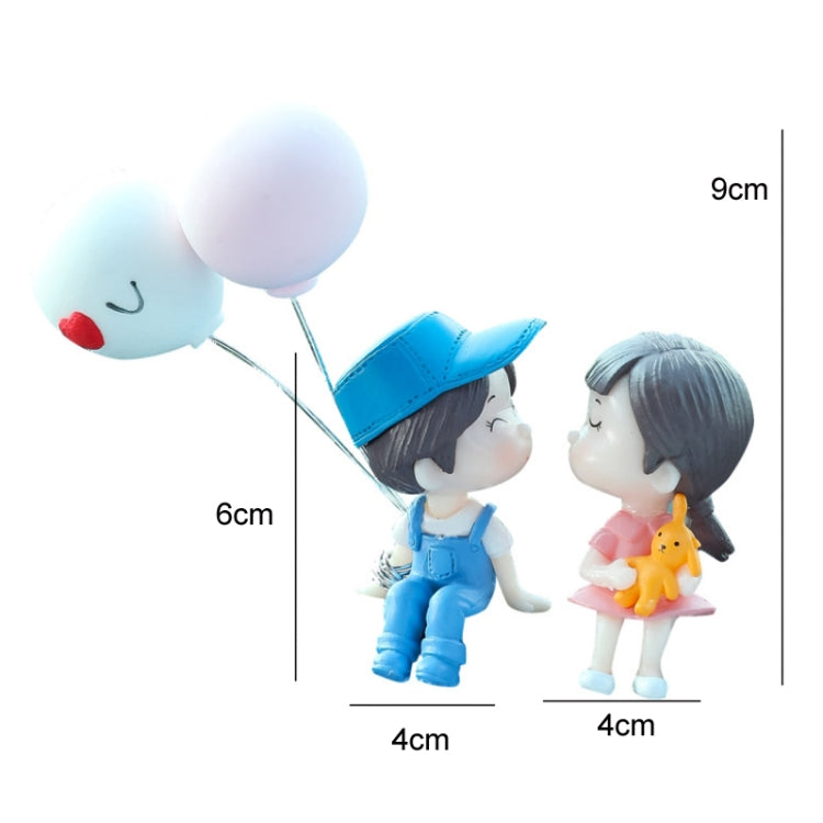 2pcs Car Ornament Ornament Lovely Kissing Couple Doll, Color: Clever+Balloon - In Car by buy2fix | Online Shopping UK | buy2fix