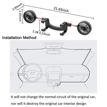 Car Universal Rearview Mirror USB Double Head Electric Fan, Size: 5 inch 12V-24V - Heating & Fans by buy2fix | Online Shopping UK | buy2fix