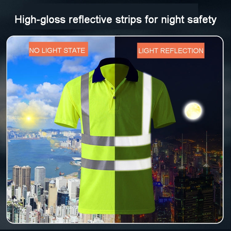 Reflective Quick-drying T-shirt Lapel Short-sleeved Safety Work Shirt, Size: XXXXL(Orange Red +Navy Blue) - Workplace Safety Supplies by buy2fix | Online Shopping UK | buy2fix