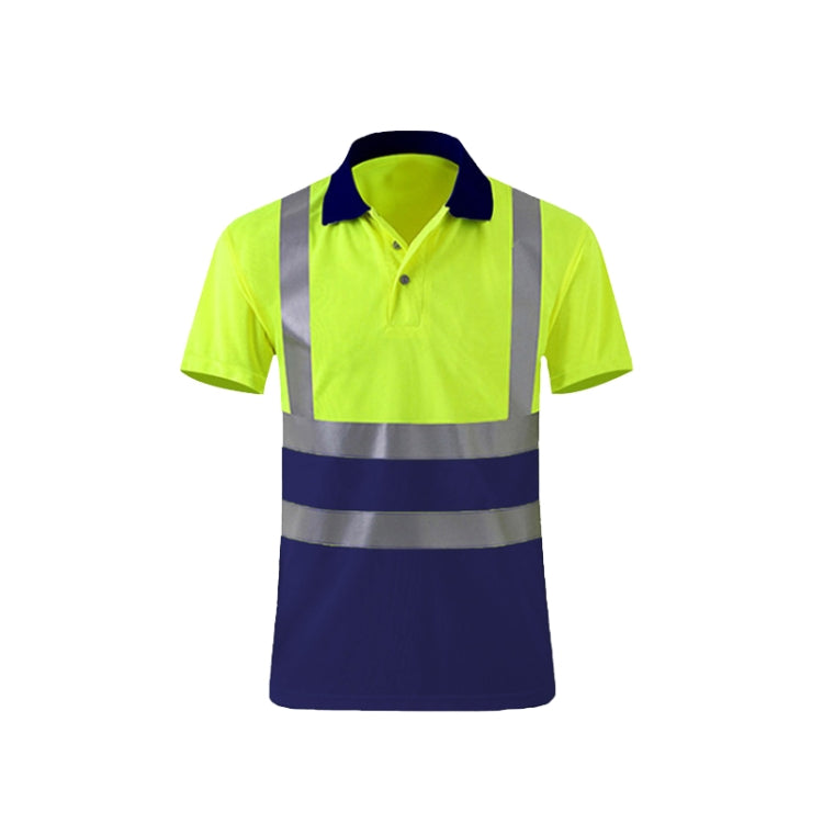 Reflective Quick-drying T-shirt Lapel Short-sleeved Safety Work Shirt, Size: XL(Fluorescent +Navy Blue) - Workplace Safety Supplies by buy2fix | Online Shopping UK | buy2fix