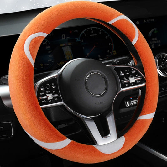 Car Steering Wheel Cartoon Short Fluff Handle Cover, Size: 38cm(Orange Round) - Seat Belts & Padding by buy2fix | Online Shopping UK | buy2fix