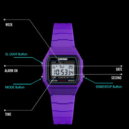 SKMEI 1460 Children Luminous Multifunctional Waterproof Thin Sports Watch(Purple) - Sport Watches by SKMEI | Online Shopping UK | buy2fix