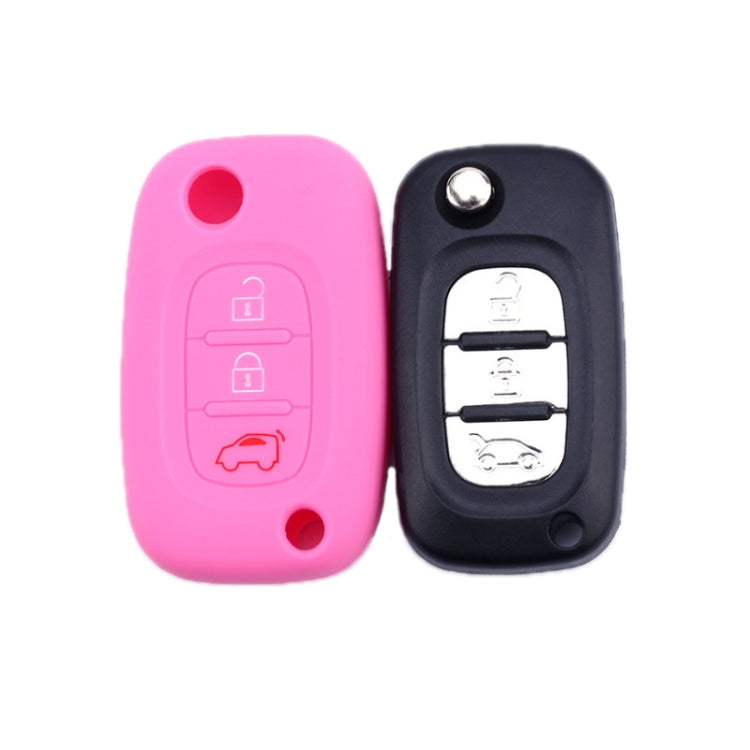 For Mercedes-Benz Smart Folding 2pcs 3 Button Silicone Key Case(Rose Red) - In Car by buy2fix | Online Shopping UK | buy2fix