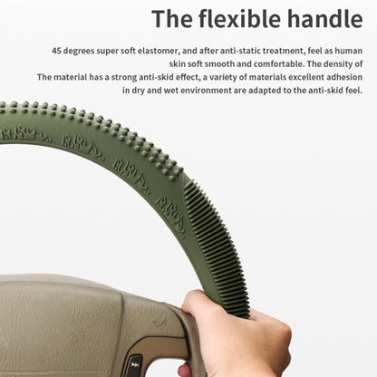 Non-slip Wear-resistant Fire Pattern Silicone Car Steering Wheel Cover, Size: 36-42cm(Army Green) -  by buy2fix | Online Shopping UK | buy2fix