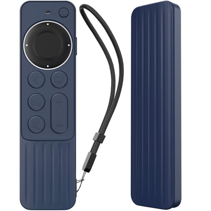 For Apple TV Siri Remote 2/3 AhaStyle PT166 Remote Controller Silicone Protective Case Striped Non-Slip Anti-Drop Cover(Midnight Blue) - Remote Control Covers by AhaStyle | Online Shopping UK | buy2fix