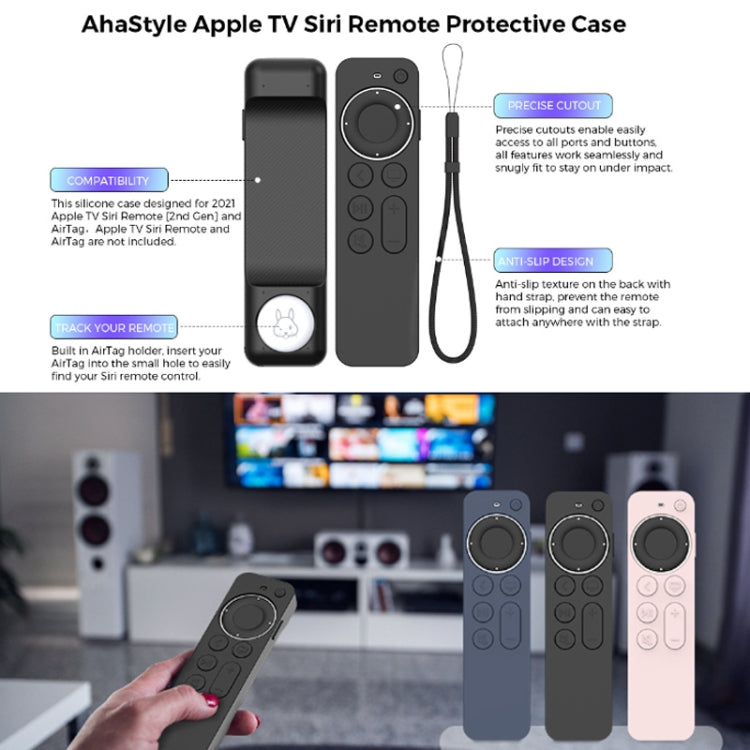 For Apple TV Siri Remote 2/3 AhaStyle PT165 Remote Controller Silicone Protective Case(Black) - Remote Control Covers by AhaStyle | Online Shopping UK | buy2fix