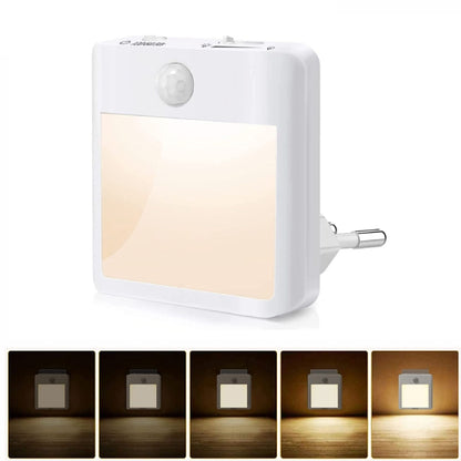 NL2101 Motion Sensor LED Night Light AC Plug Dimming Sleep Lights,Spec: Warm and White UK Plug - Sensor LED Lights by buy2fix | Online Shopping UK | buy2fix