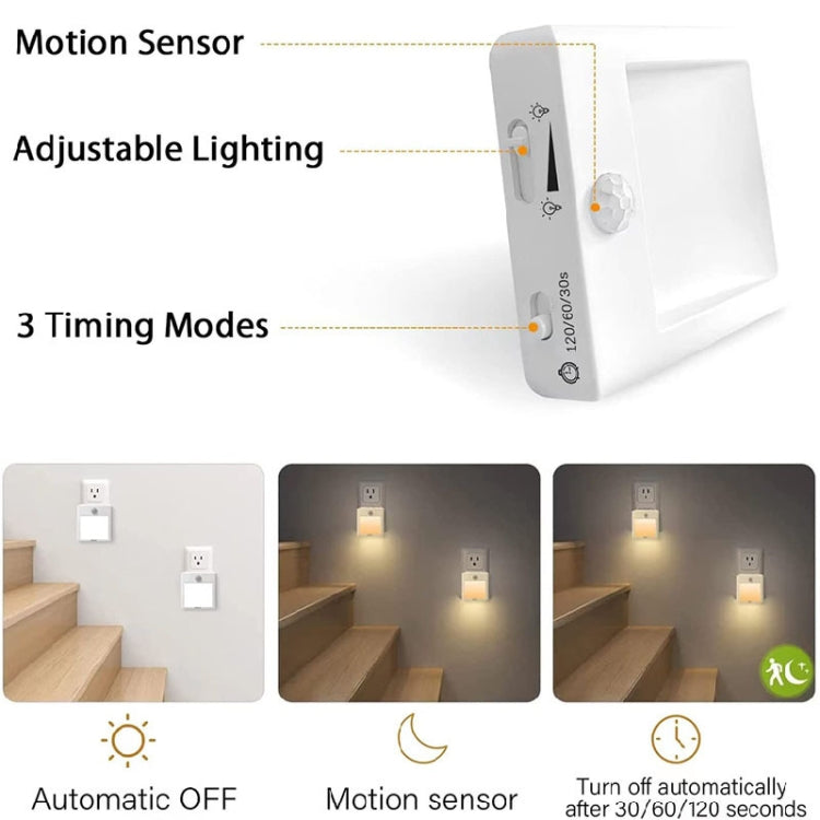 NL2101 Motion Sensor LED Night Light AC Plug Dimming Sleep Lights,Spec: Warm White EU Plug - Sensor LED Lights by buy2fix | Online Shopping UK | buy2fix