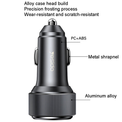 Yesido Y50 Car USB3.0 Fast Charger 30W Aluminum Alloy PD Fast Charging(Black) - Car Charger by Yesido | Online Shopping UK | buy2fix
