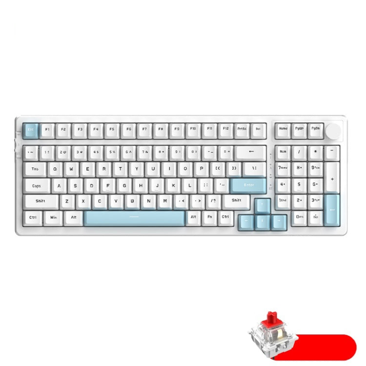 Ajazz AK992 99 Keys Wireless/Bluetooth Three-Mode Hot Swap RGB Gaming Mechanical Keyboard Red Shaft Non-light Version (Blue) - Wireless Keyboard by buy2fix | Online Shopping UK | buy2fix