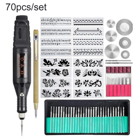 70pcs/set Mini Electric Speed Adjustable Engraving Pen Micro Electric Drill(US Plug) - Abrasive Tools & Accessories by buy2fix | Online Shopping UK | buy2fix