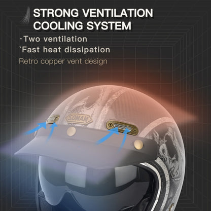 SOMAN Motorcycle Four Seasons Carbon Fiber Half Helmet, Color: Bright Carbon Fiber(M) - Helmets by SOMAN | Online Shopping UK | buy2fix