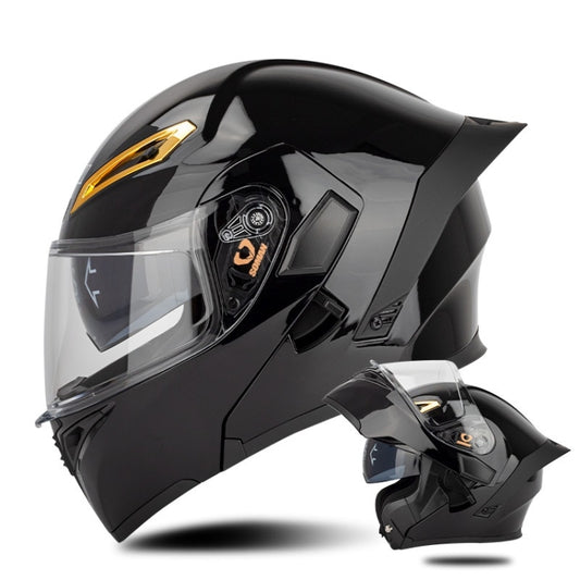 SOMAN Motorcycle Dual Lens Riding Peel-Off Full Coverage Helmet, Size: XL(Bright Black) - Helmets by SOMAN | Online Shopping UK | buy2fix