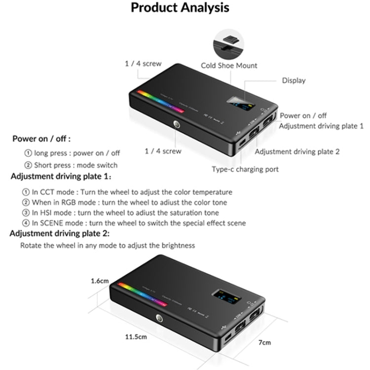 APEXEL APL-FL07 Small RGB Full Color Photography LED Portable Fill Light -  by APEXEL | Online Shopping UK | buy2fix