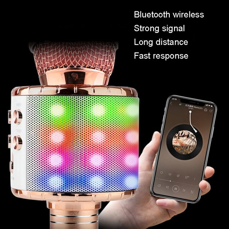 WS-858L LED Light Flashing Wireless Capacitance Microphone Comes With Audio Mobile Phone Bluetoon Live Microphone(Pink) - Microphone by buy2fix | Online Shopping UK | buy2fix