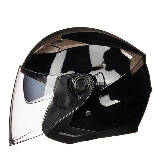 GXT 708 Electric Vehicle Dual Lens Helmet Four Seasons Safety Helmet, Size: M(Bright Black) - Helmets by GXT | Online Shopping UK | buy2fix
