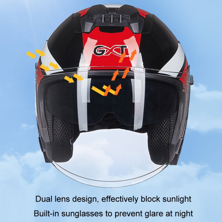 GXT Electric Vehicle Four Seasons Sun Protection & Windshield Double Lens Helmet, Size: M(Bright Black Red) - Helmets by GXT | Online Shopping UK | buy2fix