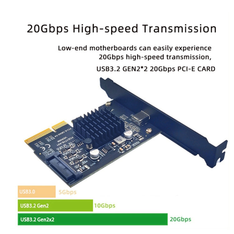 PCI-E 4X To  USB3.2 Gen2x2 Type-C 20Gbps SATA Expansion Card Asmedia ASM3242 Chip - Add-on Cards by buy2fix | Online Shopping UK | buy2fix