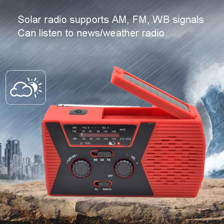 AM/FM/NoAA 2000mAh Emergency Radio Portable Hand Crank Solar Powered Radio(Red) - Radio Player by buy2fix | Online Shopping UK | buy2fix