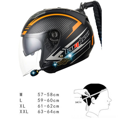 KUQIBAO Motorcycle Bluetooth Headset Double Lens Helmet With Braid, Size: XL(Scrub Black) - Helmets by KUQIBAO | Online Shopping UK | buy2fix