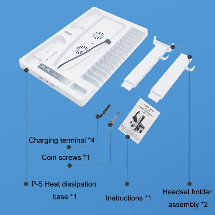 iplay for PS5 Host Cooling Handle Charging Base with Disc Storage Rack(White) - Holder by iplay | Online Shopping UK | buy2fix