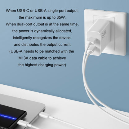 Original Xiaomi 35W USB-C+USB-A Fast Charge Portable Dual Port Charger, US Plug(White) - USB Charger by Xiaomi | Online Shopping UK | buy2fix